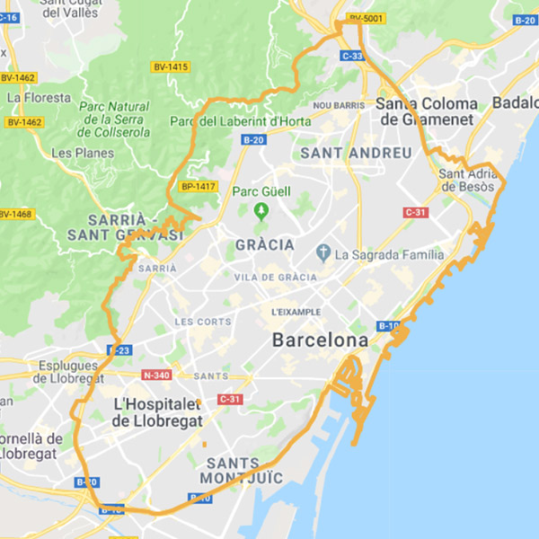 Mapa de la zona de bajas emisiones de Barcelona